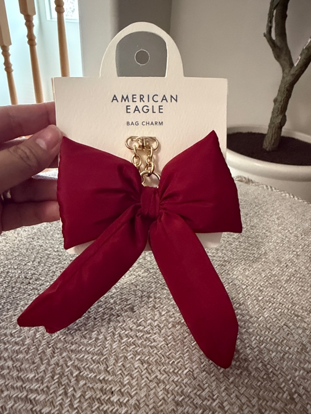 New American Eagle Outfitters Red Satin Bow Bag Charm